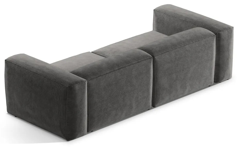 Canapea gri deschis cu tapițerie din catifea reiată 264 cm Bergamo – Cosmopolitan Design