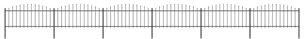 Gard de gradina cu varf sulita, negru, (0,5-0,75) x 10,2 m otel 1, 50-75 cm, 10.2 m