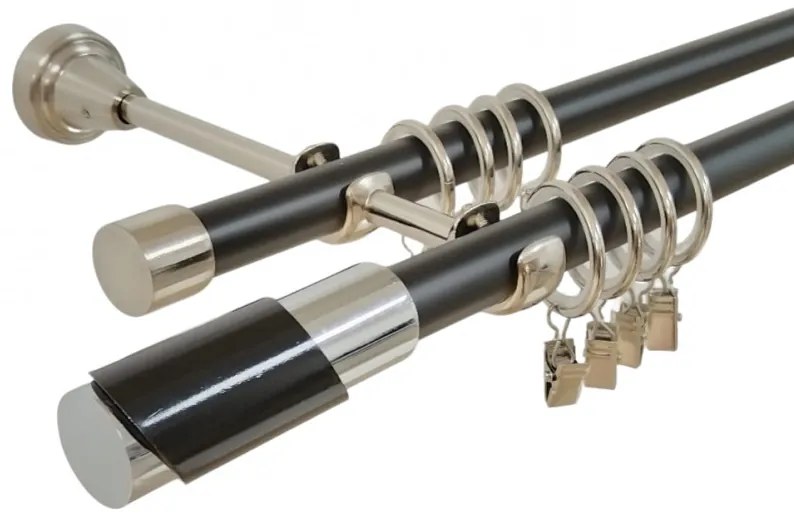 Galerie dubla duo paris 19 mm negru inox (Alege marime: 280 cm)