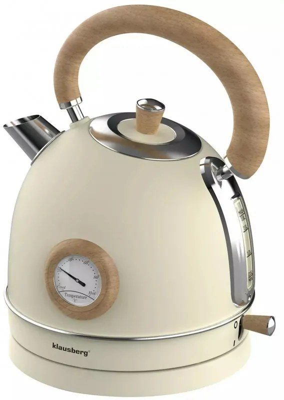 Ceanic cu termometru Klausberg KB 7906, 2200W, 1.8 l, Indicator nivel apa, Protectie supraincalzire, Crem