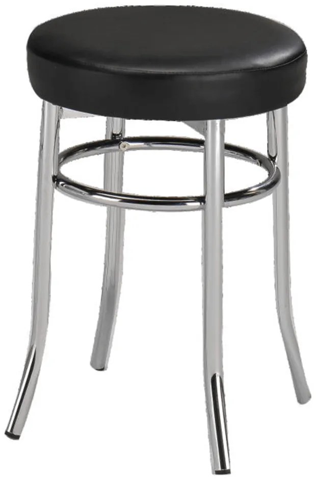 Taburet, piele ecologica neagra/crom, IRENA