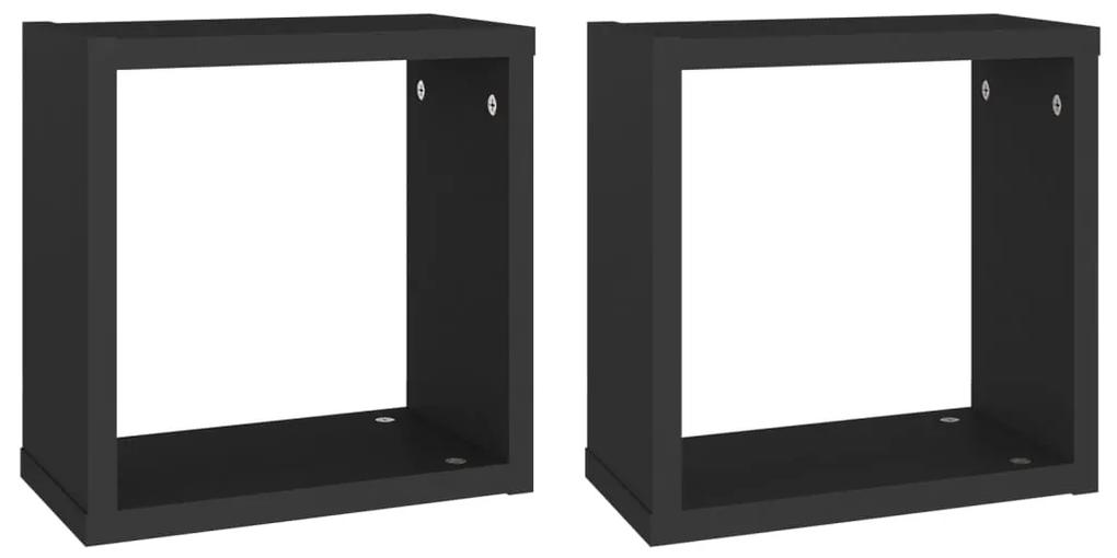807001 vidaXL Rafturi de perete cub, 2 buc., negru, 30x15x30 cm
