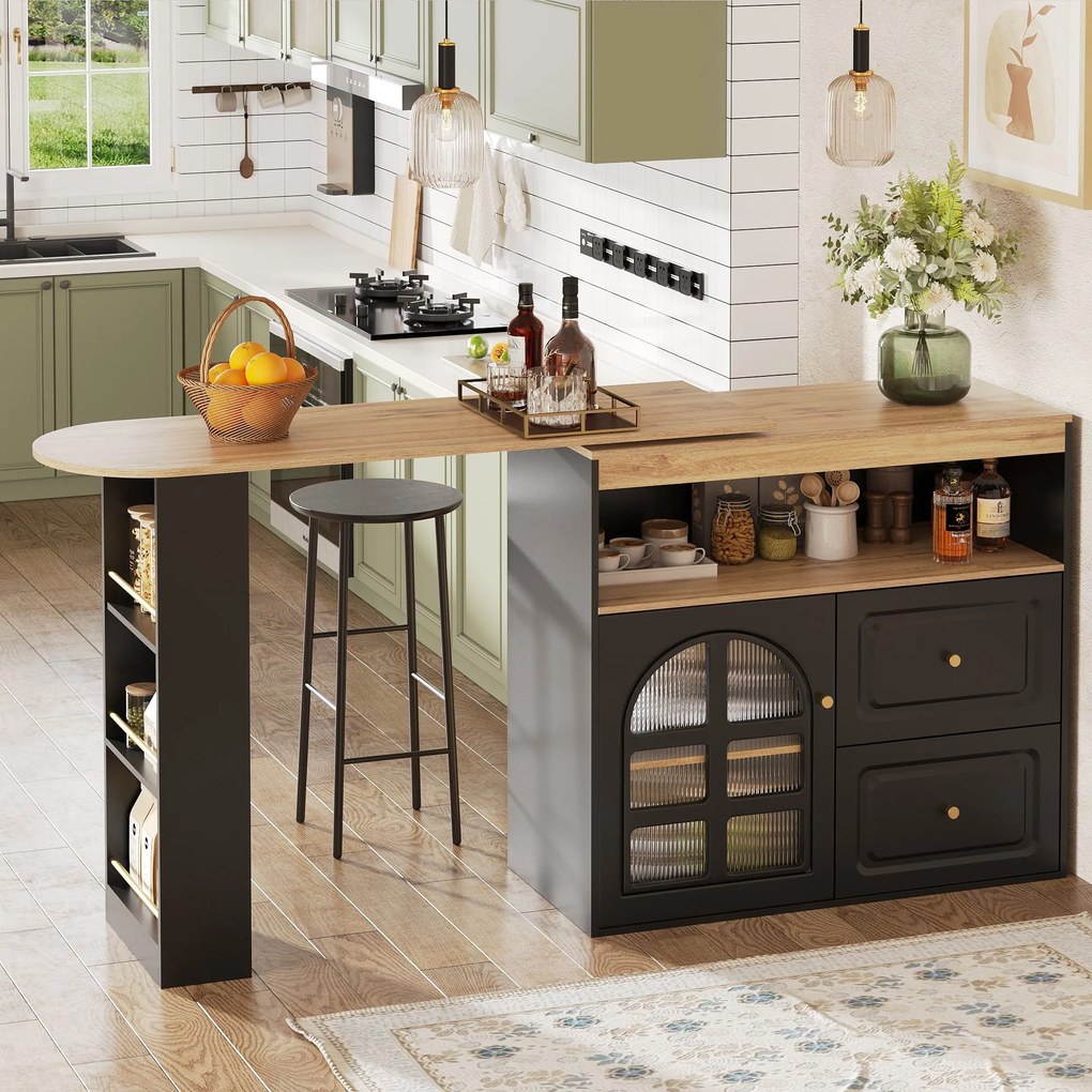 Dulap sideboard rotativ 360°, Negru | Aosom Romania