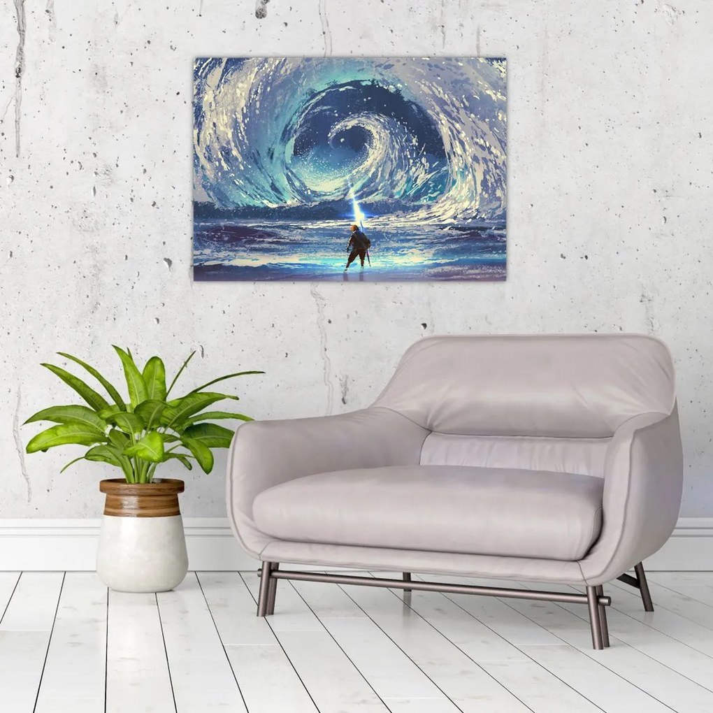 Tablou - Ilustrație a unui băiat cu o suliță (70x50 cm)