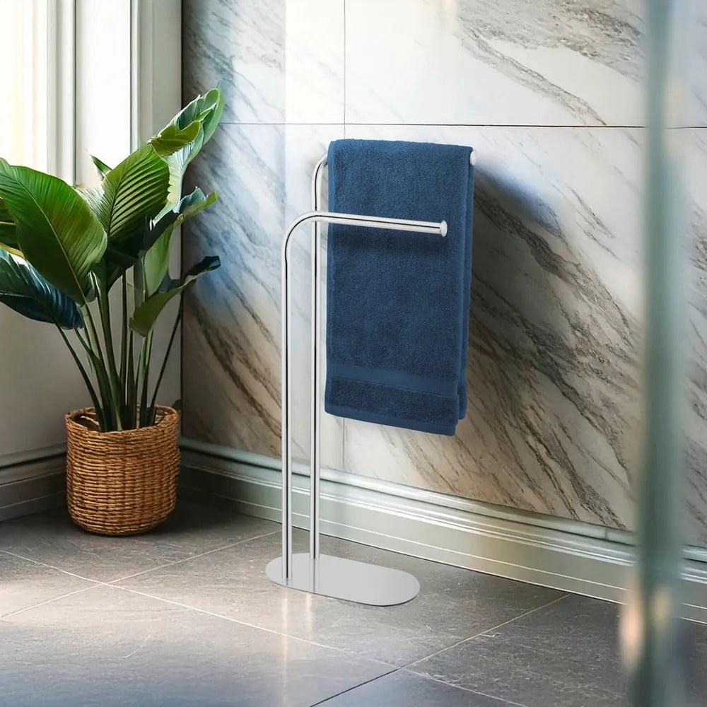 Suport pentru prosoape argintiu lucios din oțel inoxidabil Levante – Wenko