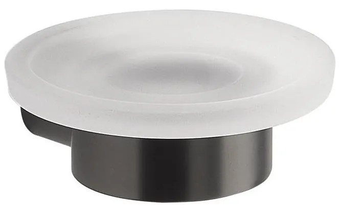 Gedy - Suport pentru săpun montat pe perete PIRENEI, sticlă opală/gri metalizat