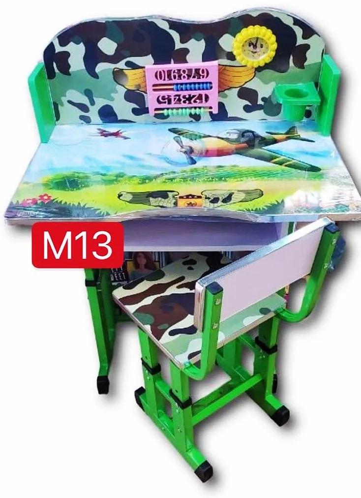 Birou cu scaunel pentru copii, 69x45x62 cm, Avion de Lupta, Verde - MSP-65
