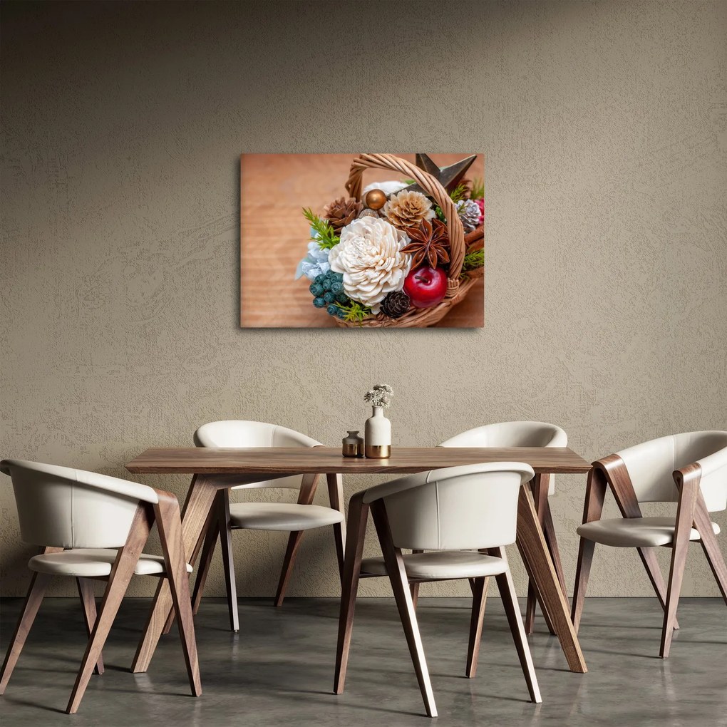 Tablou cu coș din nuiele (70x50 cm)