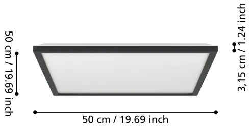 Plafonieră LED RGBW dimabilă de exterior Eglo 901468 ROVITO-Z 17W/230V 50x50 cm IP44 negru