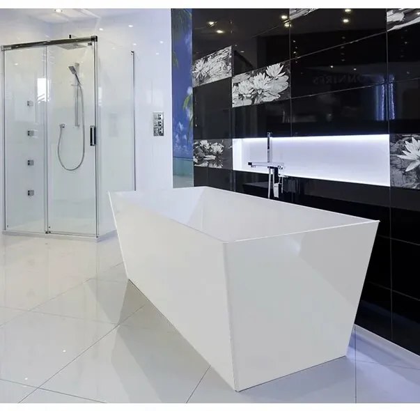 Cada baie freestanding dreptunghiulara, compozit, 159 x 65 cm, Cast Marble Cairo