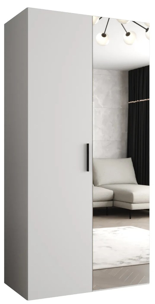 Dulap de haine 100 cm Borry 2 (alb + Negru). 1125802