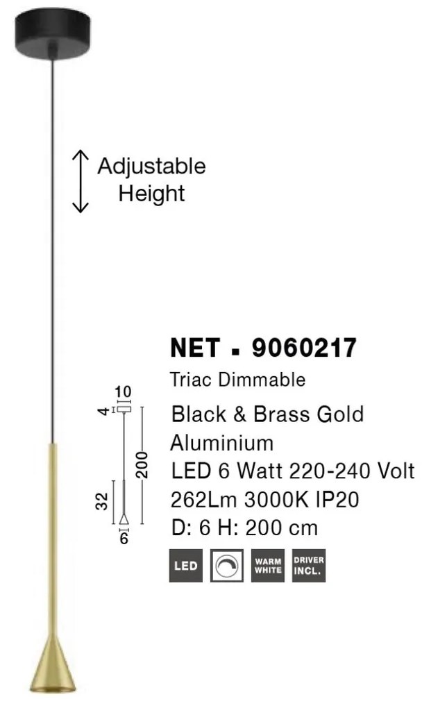 Pendul LED design minimalist NET auriu