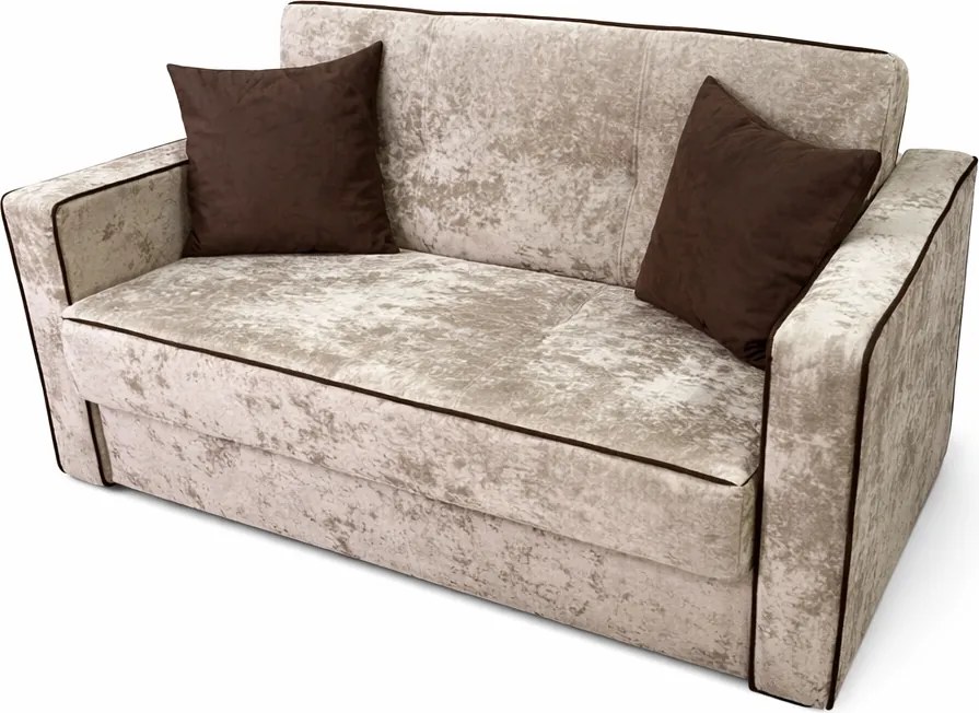 Canapea SAMY NEXT extensibila, 2 locuri, cu lada de depozitare, catifea plusata bej , cadru metalic, 152x100x92 cm catifea plusata, Bej