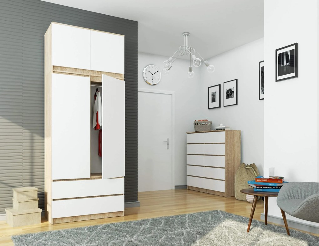 Suprastructură pentru dulap Sashka  (Stejar sonoma + Alb). 1069949
