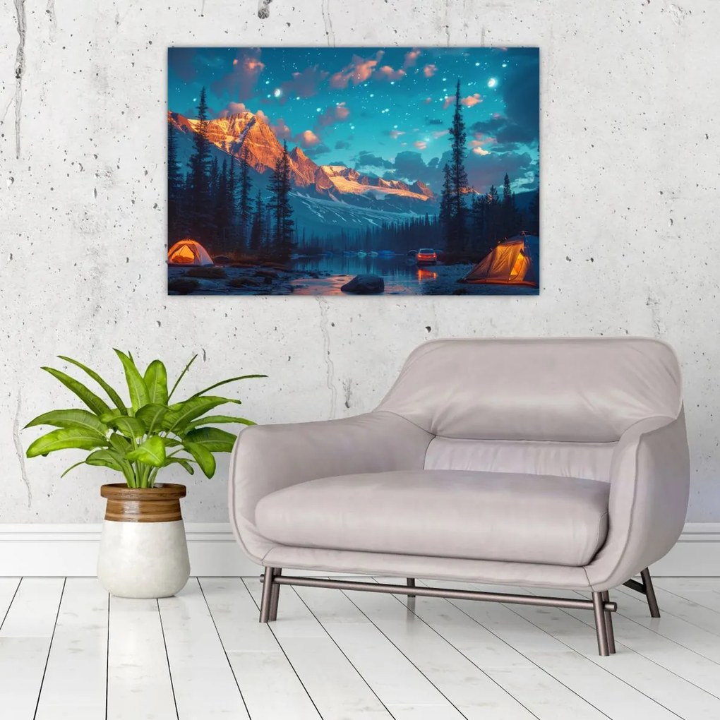 Tablou - Camping în munți (90x60 cm)