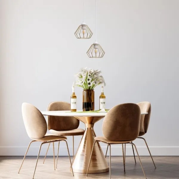 Lustră pe cablu CEED GOLD 2xE27/60W/230V d. 28 cm alb/auriu