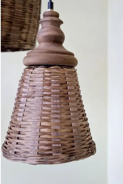 Lustra împletită manual din rattan si rachita, D22 cm