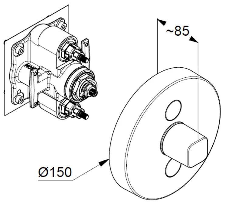 Baterie duș, Kludi, Push, rotundă, pentru 2 consumatori, crom, 387120538