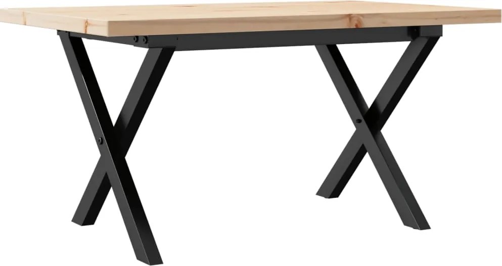 vidaXL Masă de cafea, cadru X, 80x50x40,5 cm, lemn masiv pin și Oţel