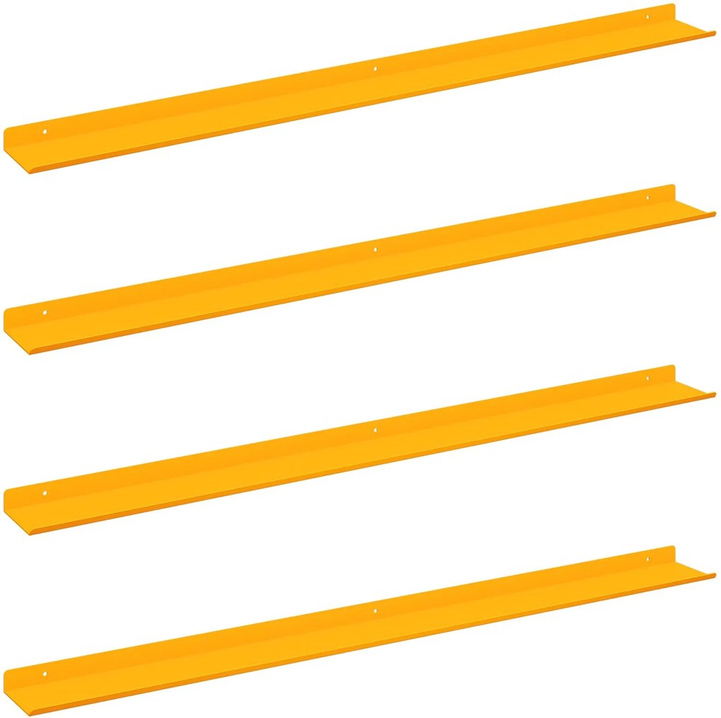 vidaXL Raft suspendat 4 pcs Galben muștar 100 x 9 x 2,5 cm Oțel