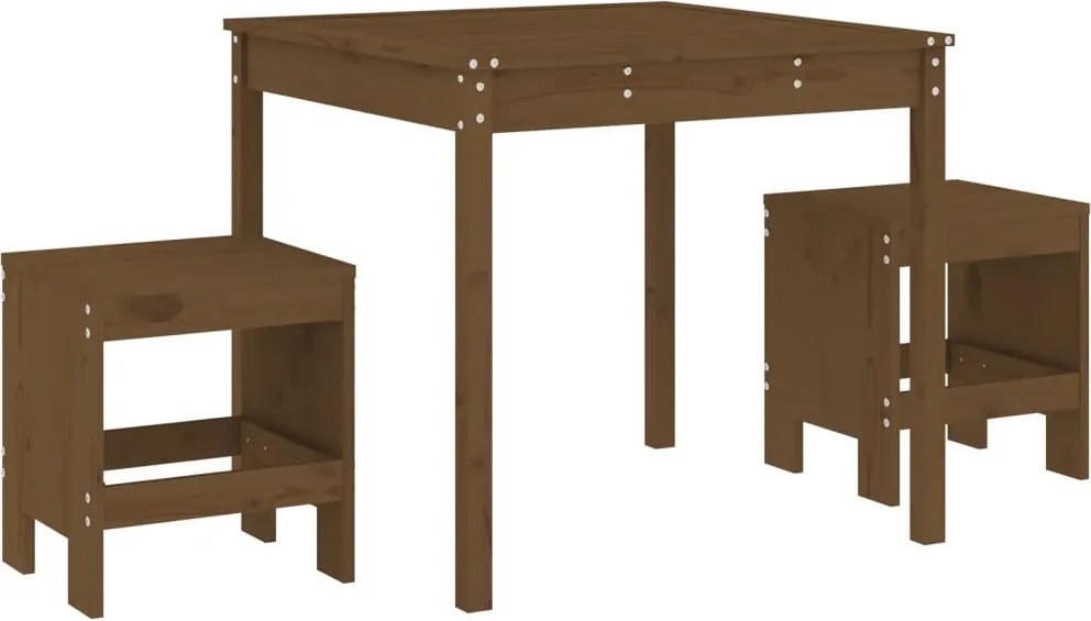 vidaXL Set bistro de grădină, maro miere, 3 piese, lemn masiv de pin