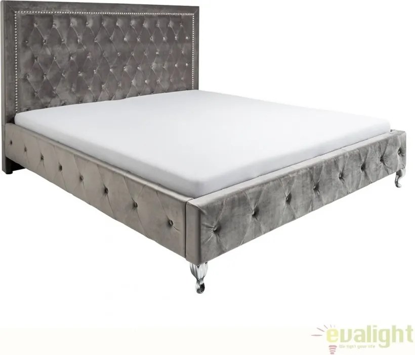 Pat elegant tapitat cu catifea gri argintiu, Extravagancia 180x200cm A-38968 VC