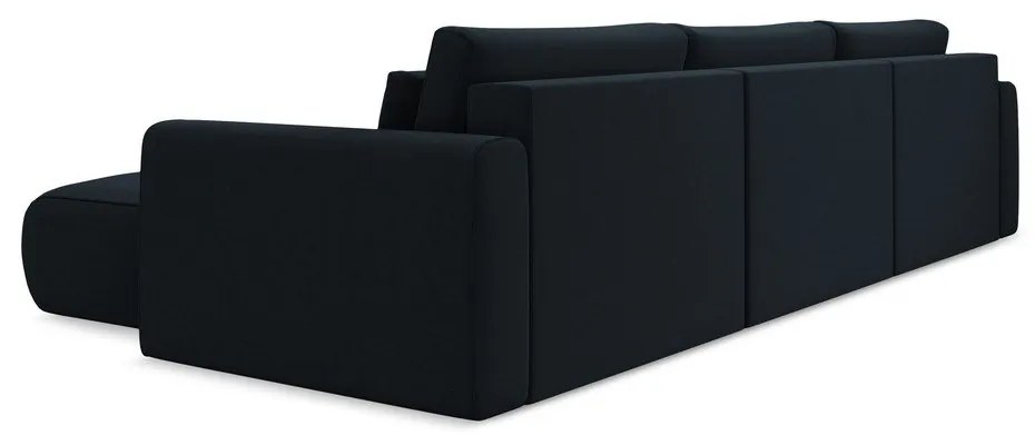 Colțar albastru închis extensibil/cu spațiu de depozitare cu tapițerie din catifea (în formă de "U") Kapua – Makamii