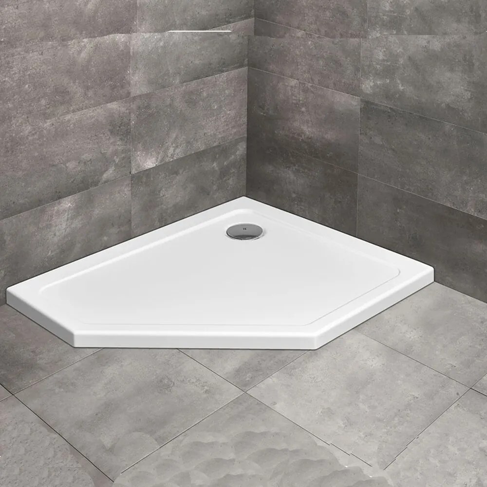 Cadita dus pentagonala Radaway Doros PT E 100x80 cm acril alb dreapta