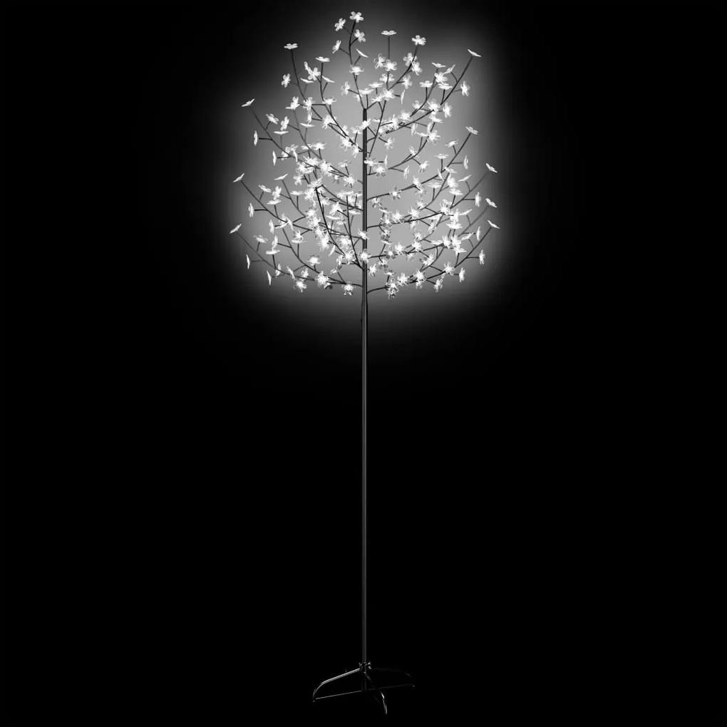 Pom Craciun, 220 LED-uri alb rece, flori de cires, 220 cm 1, Alb rece, 220 cm