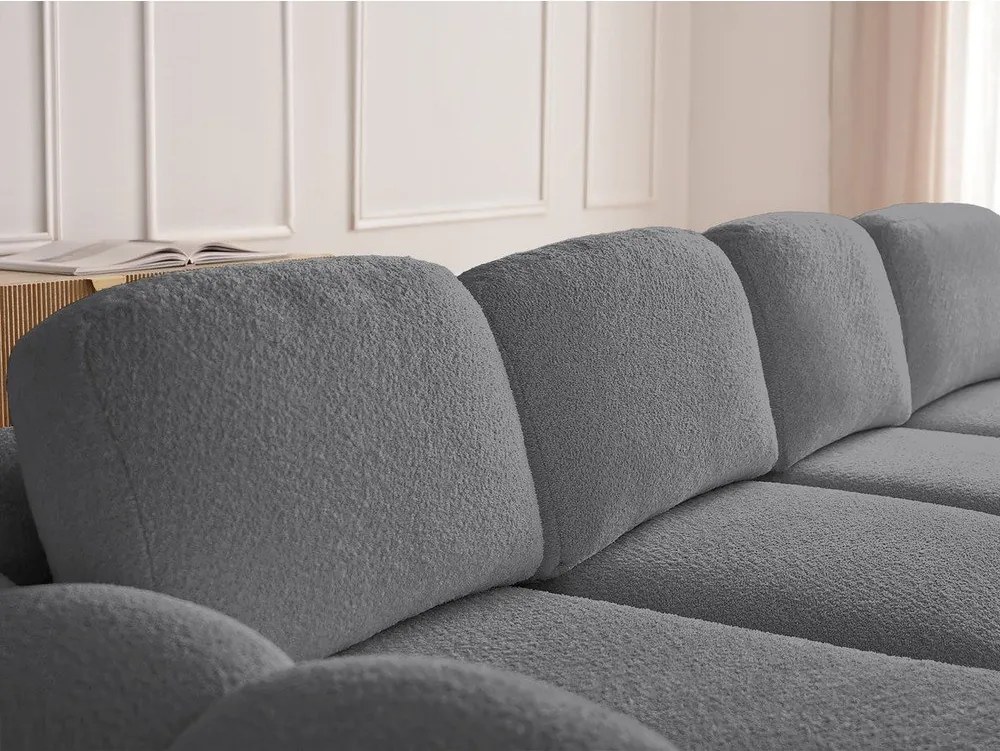 Colțar gri extensibil/cu spațiu de depozitare cu tapițerie din țesătură bouclé (cu colț pe partea stângă/cu șezlong) Montaigne – Bobochic Paris