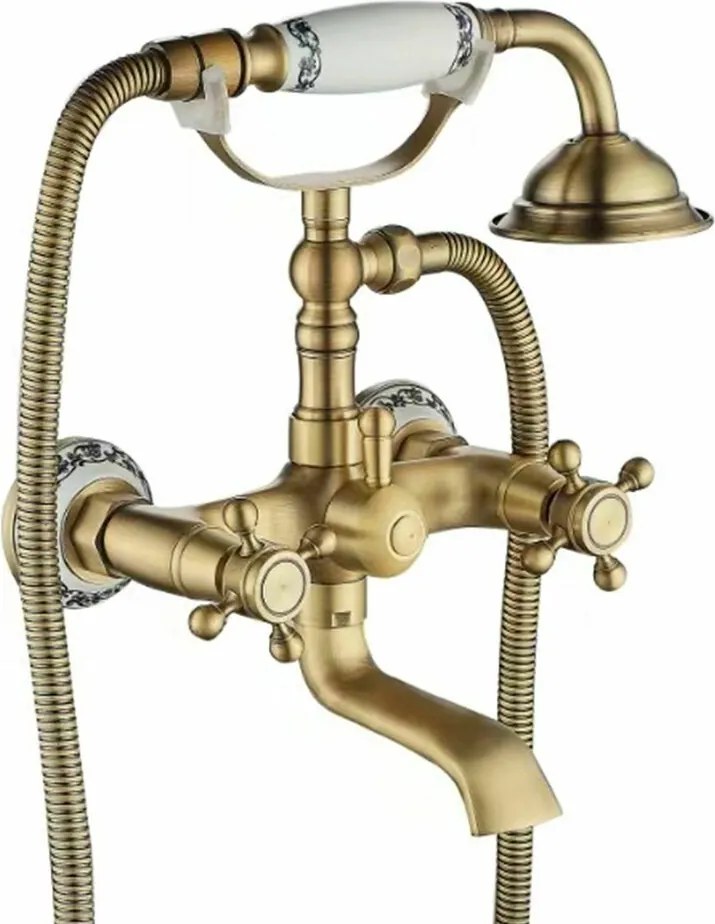 Baterie dubla comanda pentru cada auriu periat Rea Rustico