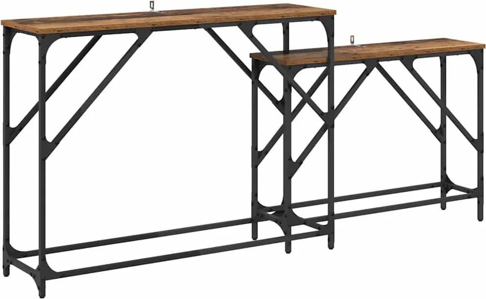 vidaXL Masă de consolă 2 pcs Lemn Vechi 100 x 28 x 75 cm Lemn compozit