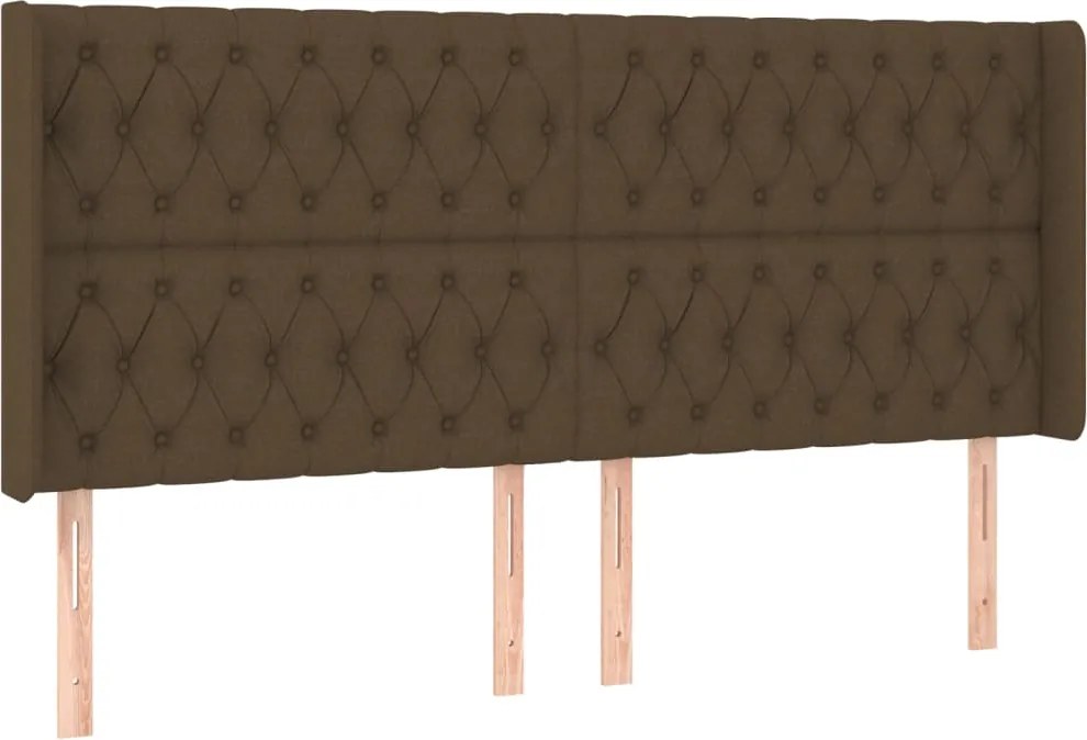 vidaXL Tăblie de pat cu aripioare maro închis 203x16x118/128 cm textil