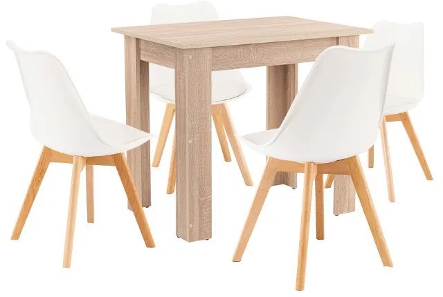 Set de masă Amina 4+1 alb-stejar Sonoma