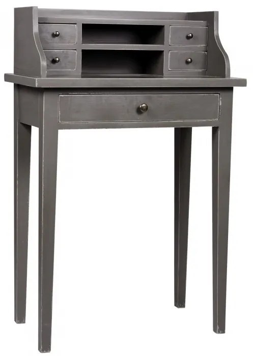 Birou gri din lemn de pin, single cu aspect vintage, Paris