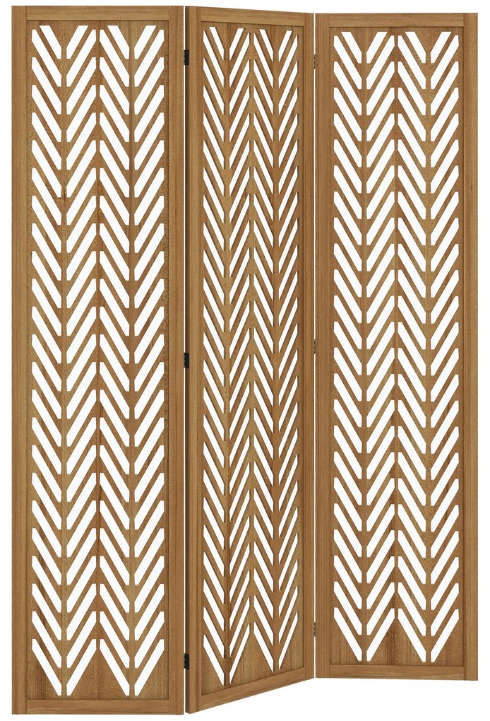 HOMCOM Paravent din lemn cu modele perforate, divizor de cameră interior pliabil cu 3 panouri din lemn 120 x 170 cm natural | Aosom Romania