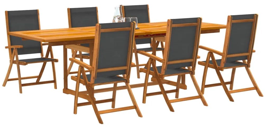 vidaXL Set mobilier de grădină, 7 piese, lemn masiv acacia/textilenă