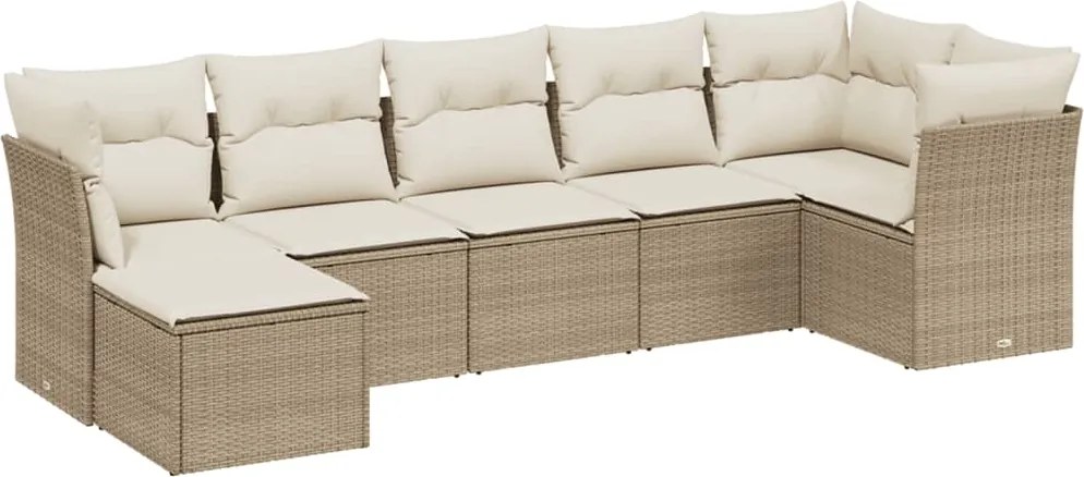 vidaXL Set canapele de grădină, 7 piese, cu perne, bej, poliratan