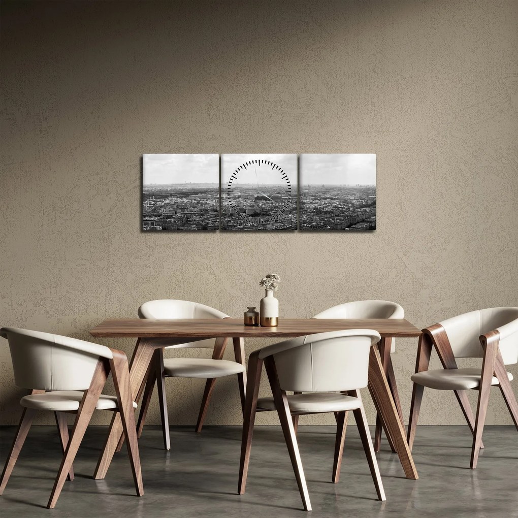 Tablou - Acoperișuri clădirilor din Paris (cu ceas) (90x30 cm)