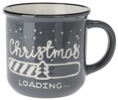 Cana Christmas Loading din portelan gri 9 cm, 420 ml