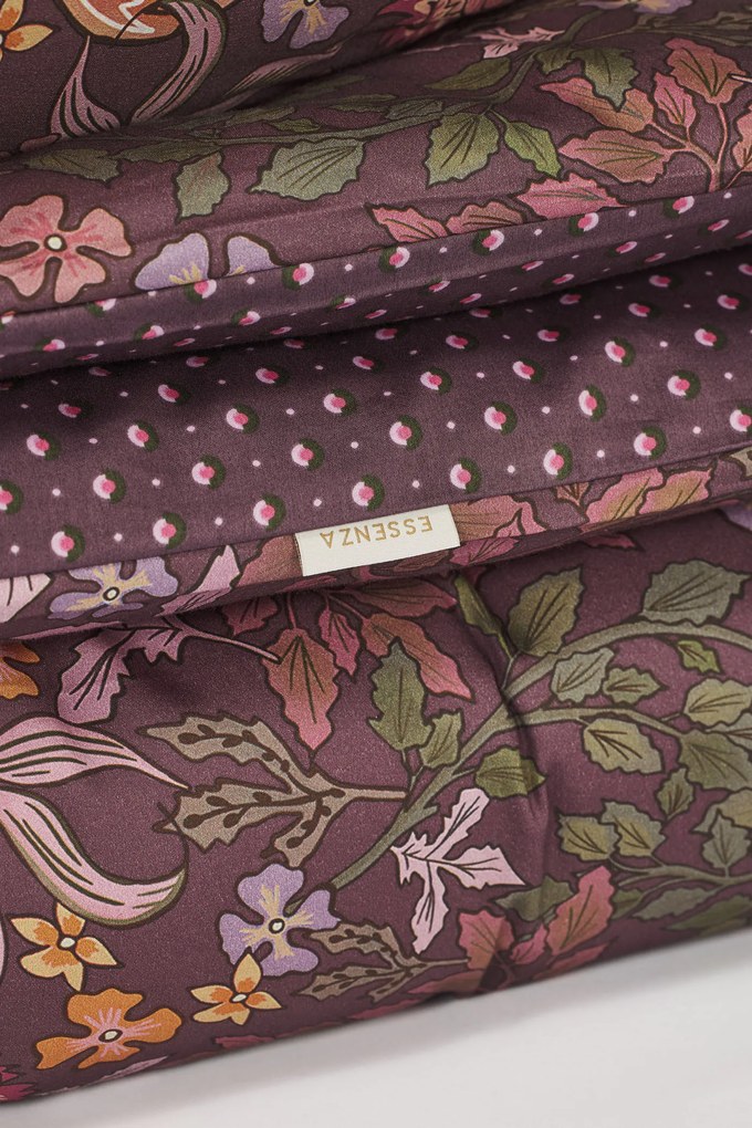 Lenjerie de pat din satin Essenza Ophelia Plum Wine mov-inchis 140x200 cm