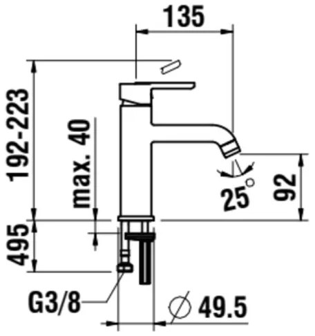 Baterie de lavoar LAUFEN H3110810811201 LUA 19,2 cm negru mat