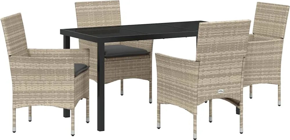 vidaXL Set de masă pentru grădină cu pernă 5 pcs Gri deschis poliratan