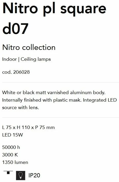 Spot LED aplicat modern Nitro pl square d07 NERO