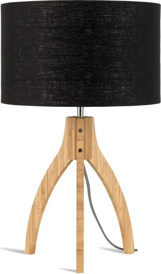 Lampa de masa cu trepied, realizata din materiale naturale, durabile si ecologice, Annapurna negru