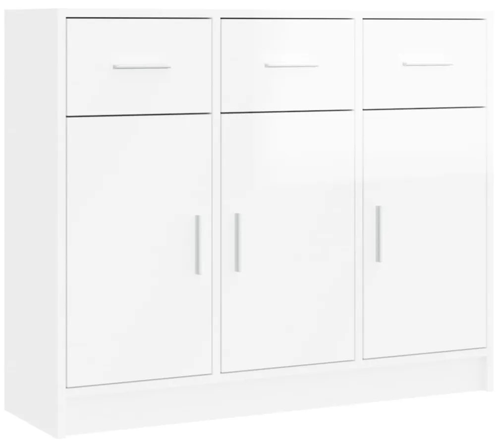 823010 vidaXL Servantă, alb extralucios, 91x28x75 cm, lemn prelucrat