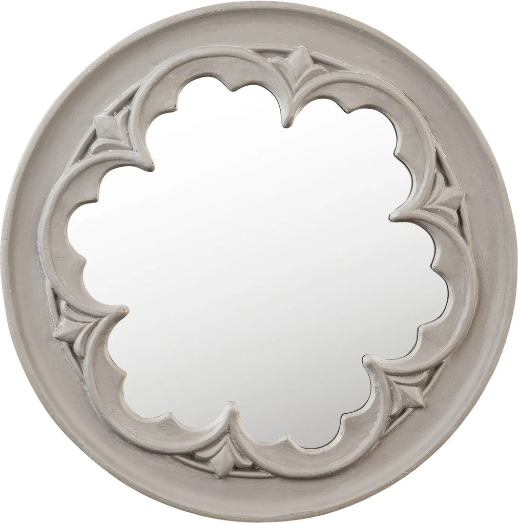 Oglinda rotunda decorativa de perete din polirasina gri vintage Ø 50x4 cm