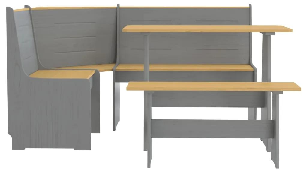 Set mobilier bucatarie, 3 piese, maro mieregri, lemn masiv pin honey brown and grey, 1