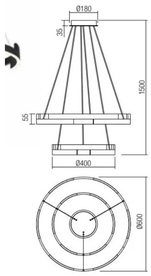 Lustră LED dimabilă pe cablu CASTLE LED/60W/230V auriu Redo 01-3178