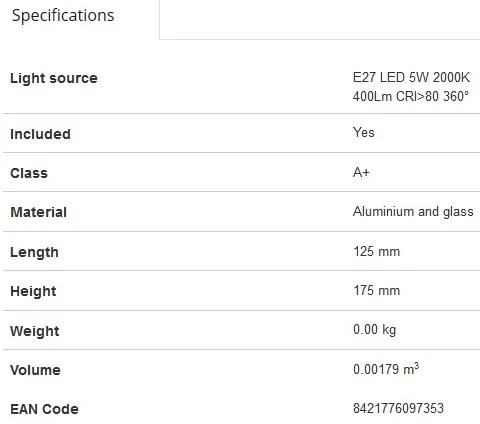 Bec E27 GLOBE LED LED AMBER 5W 2200K DIMABLE 17434